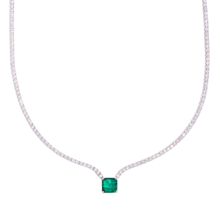 “Contessa” Sterling silver emerald necklace
