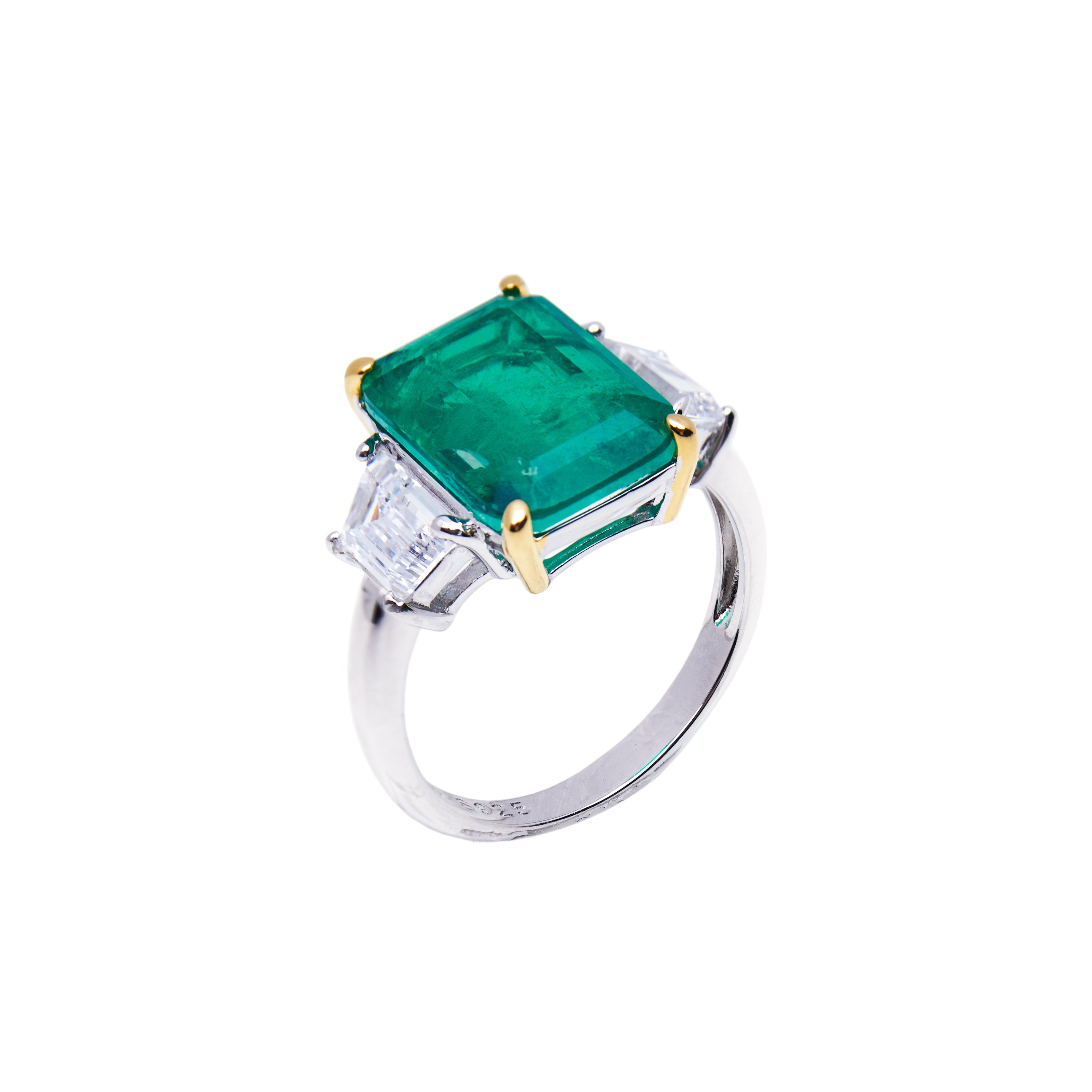 Sterling silver large emerald with trapezoid sides