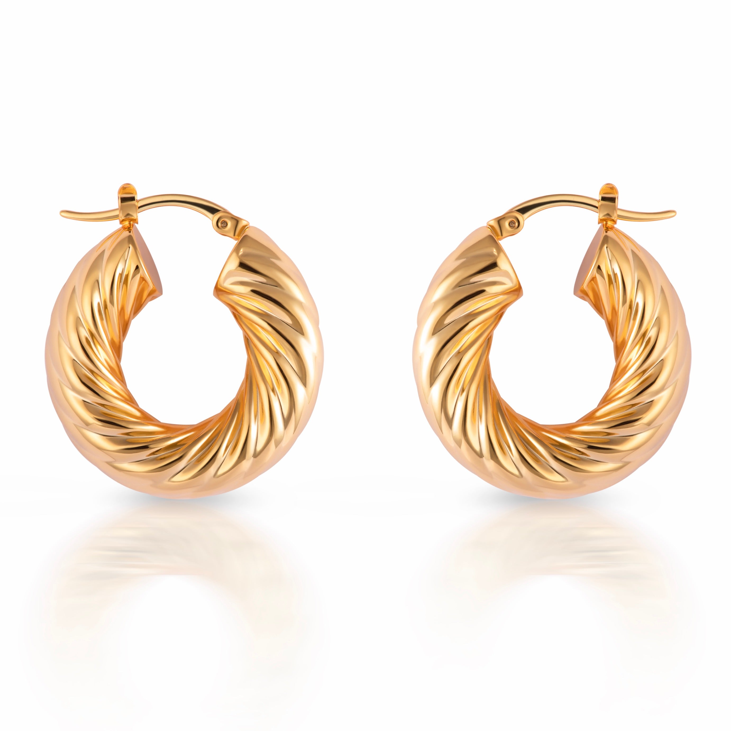 “Caroline” Small 18k gold plated twisted hoops
