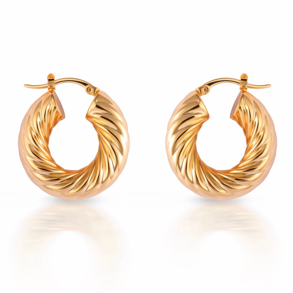 “Caroline” Small 18k gold plated twisted hoops