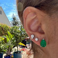 Sterling silver pear emerald stud earrings