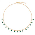 Silver gold plated malachite bead drops necklace