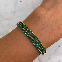 Sterling silver green emerald tennis bracelet