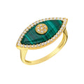 “Gemma” silver gold plated malachite eye ring