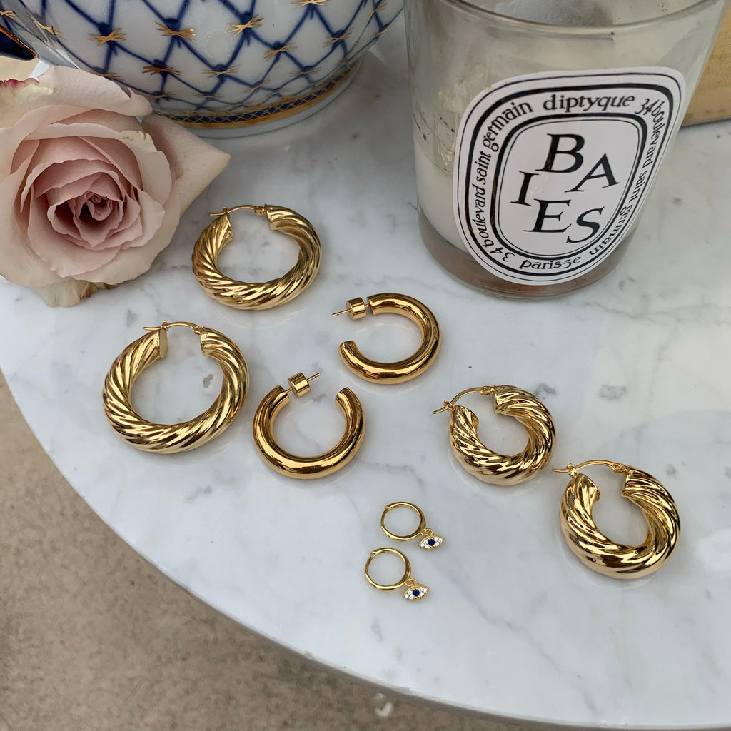 18k gold plated simple tube hoops