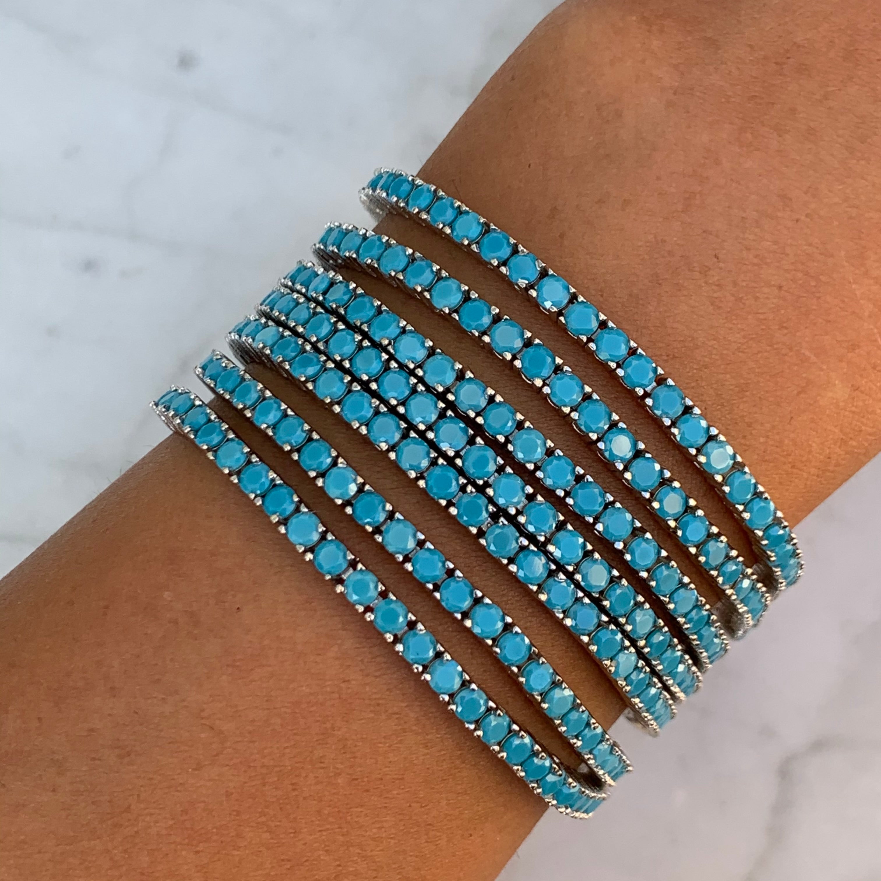 Sterling silver turquoise tennis bracelet – Gemma Azzurro