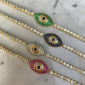 “Eyeland” Silver gold plated pastel tennis eye bracelets