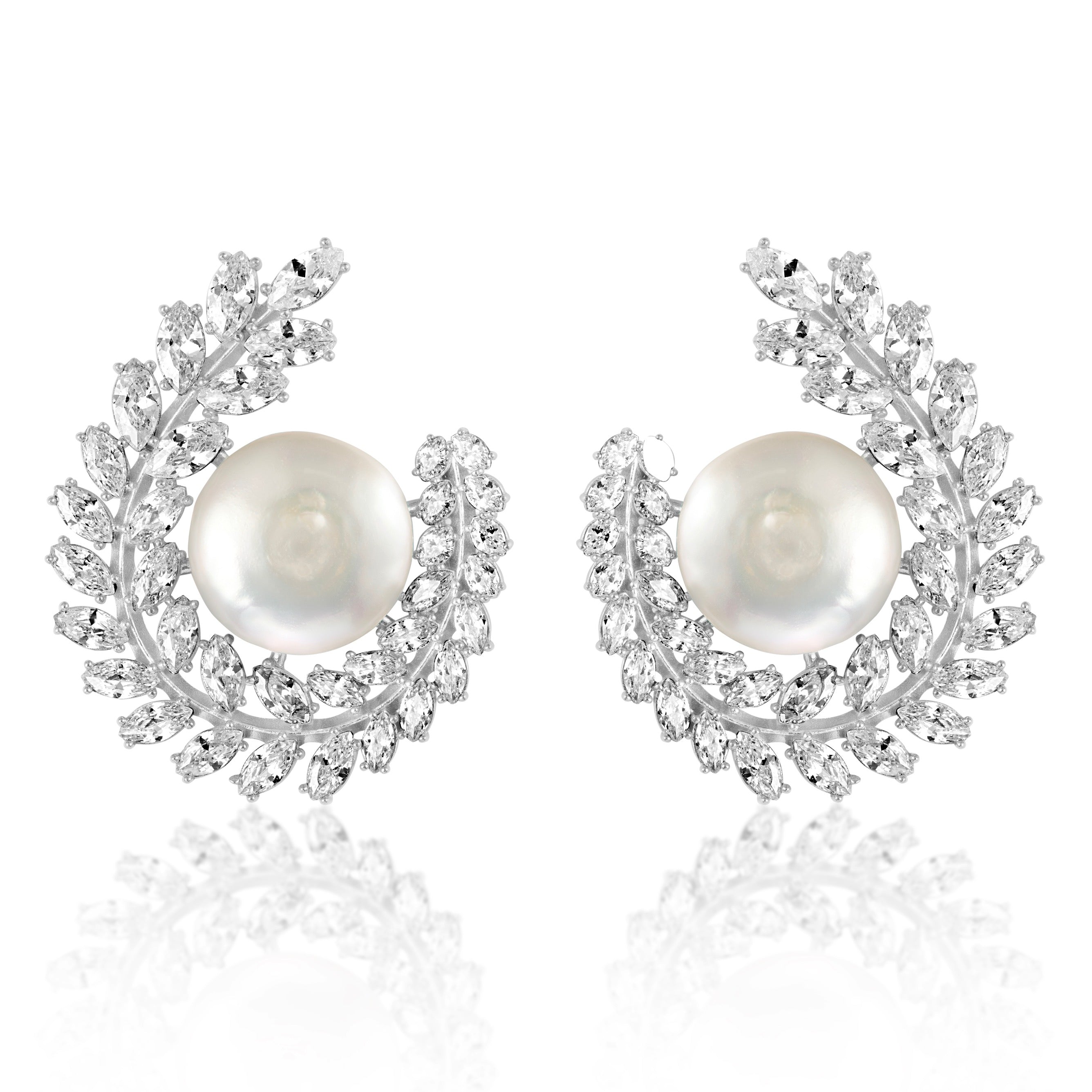 "Perla" Sterling silver & baroque pearl statement earrings