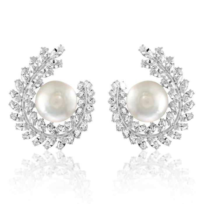 "Perla" Sterling silver & baroque pearl statement earrings