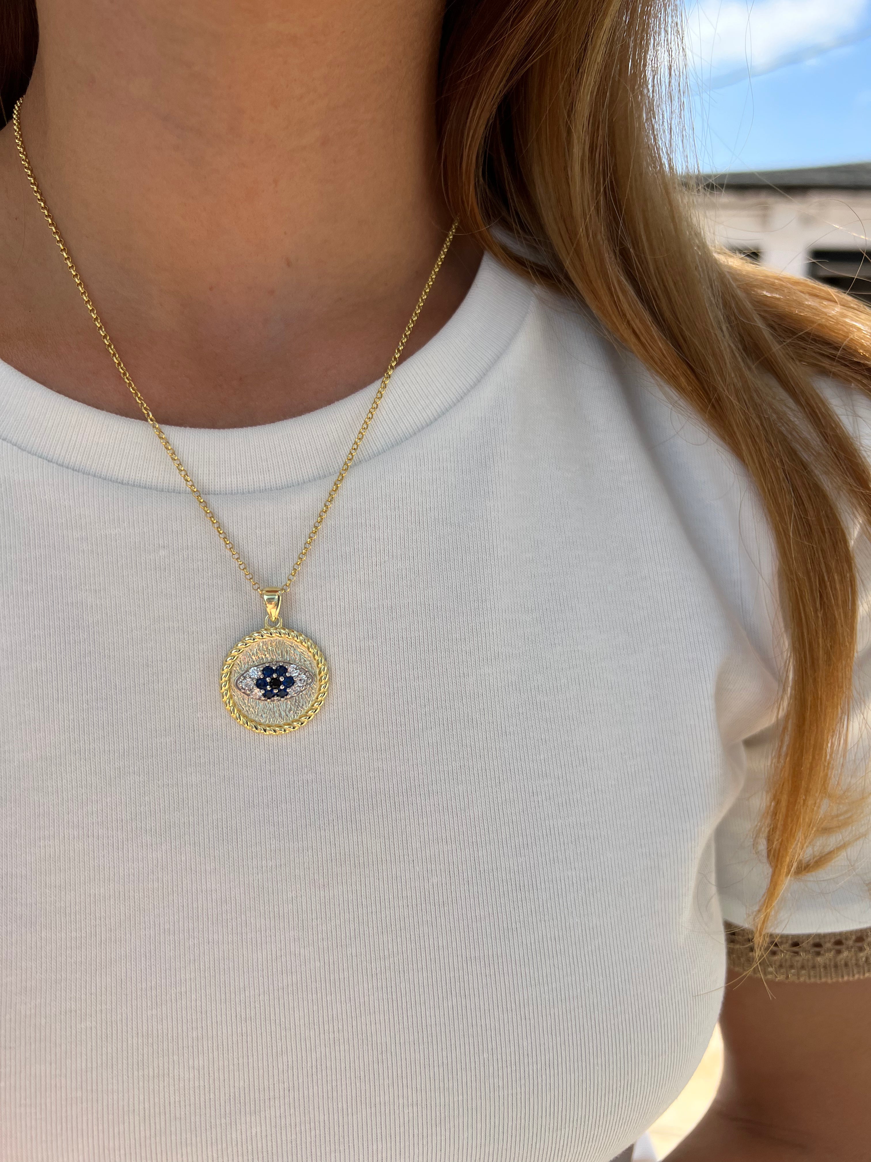 “Nammos" silver gold plated eye necklace