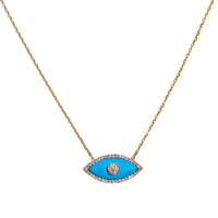 “Gemma” silver gold plated stone eye necklace