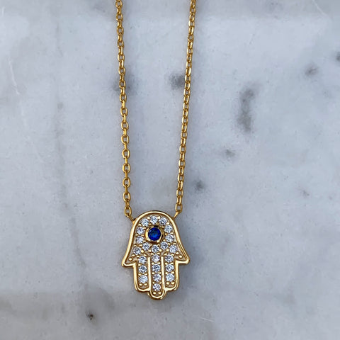 Sterling silver gold plated dainty hamsa necklace