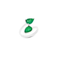Sterling silver double pear emerald ring