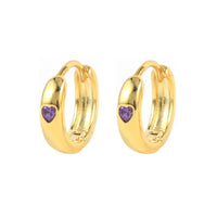 Silver 18k gold plated heart huggie hoops
