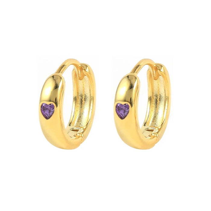 Silver 18k gold plated heart huggie hoops