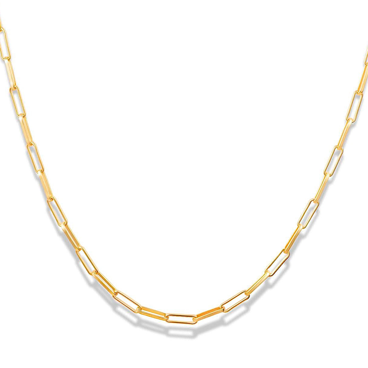 Silver gold plated small paperclip chain necklace