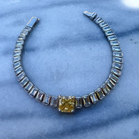Yellow square cut sterling silver tennis bracelet