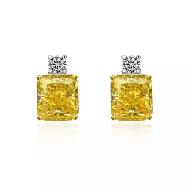“Macaron” sterling silver simulated yellow diamond studs