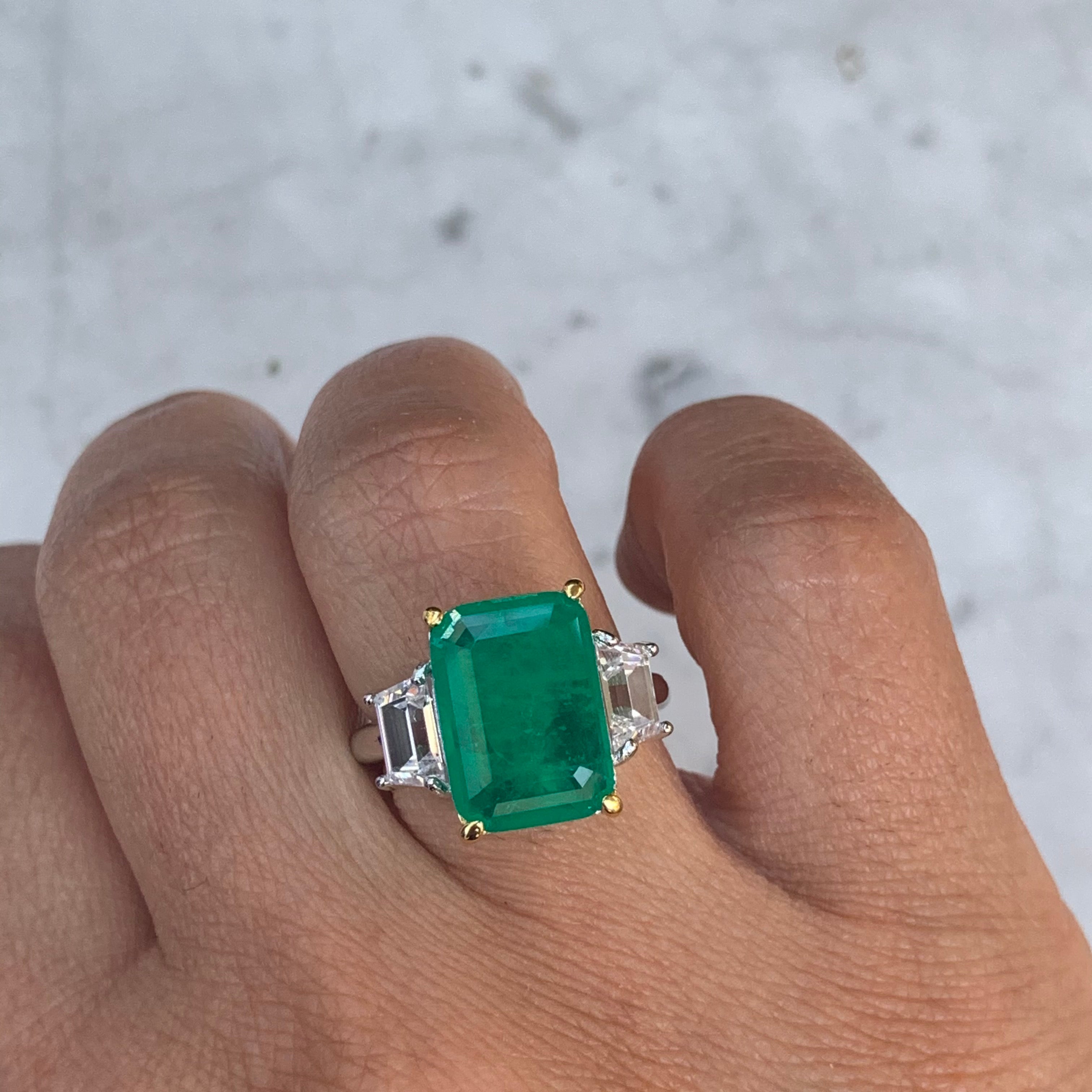Sterling silver large emerald with trapezoid sides