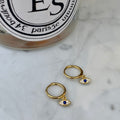 18k gold plated silver dangling eye huggie hoops