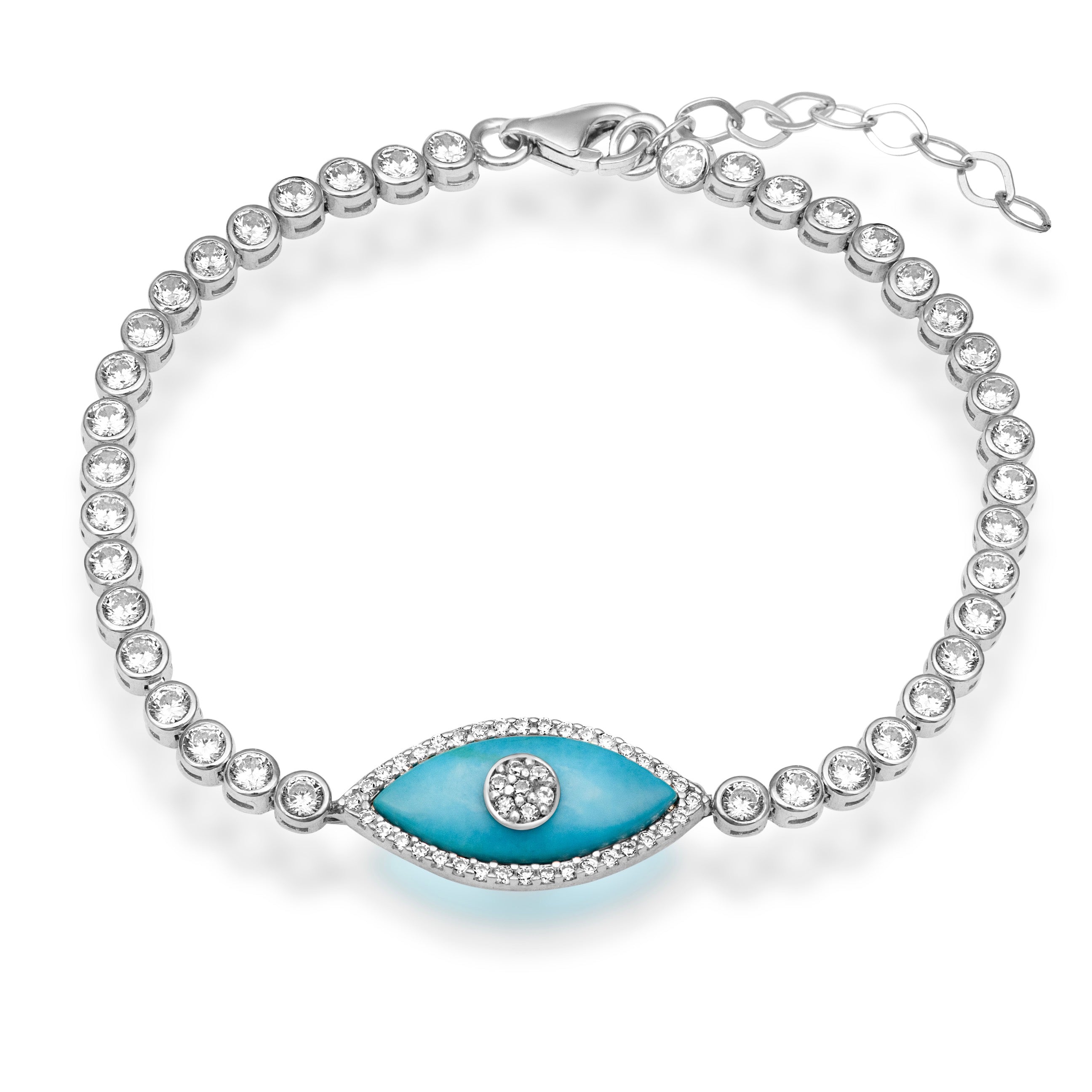 "Gemma” Turquoise Sterling silver tennis eye bracelet