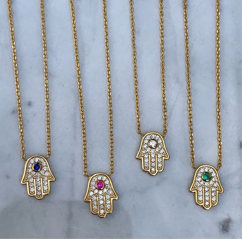 Sterling silver gold plated dainty hamsa necklace