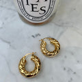 “Caroline” Small 14k gold plated twisted hoops