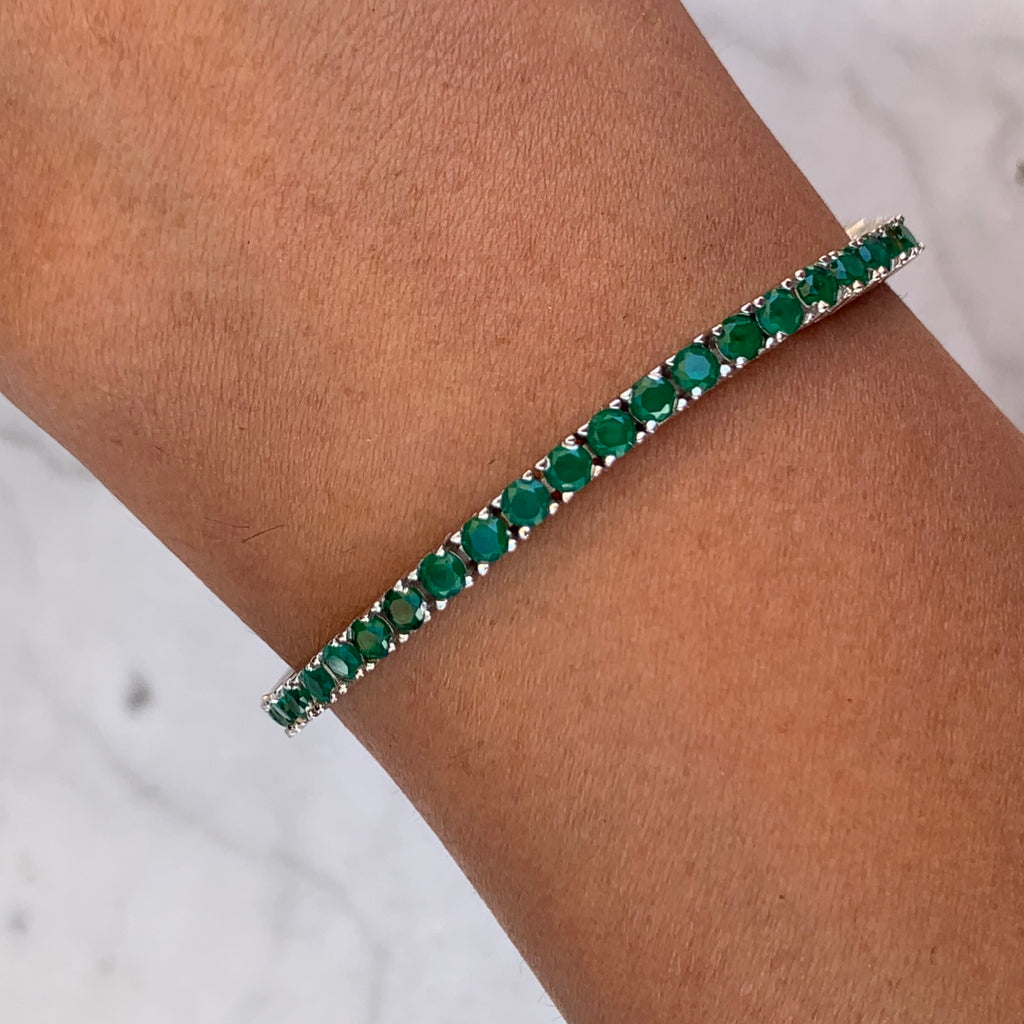Three Shades Stainless Steel Emerald Silver Bracelet Price in India - Buy  Three Shades Stainless Steel Emerald Silver Bracelet Online at Best Prices  in India | Flipkart.com
