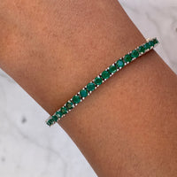Sterling silver green emerald tennis bracelet