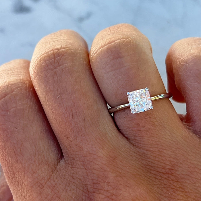 Sterling silver cushion cut cz ring
