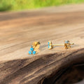 Silver 18k gold plated turquoise flower studs
