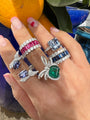 Sterling silver emerald bow ring
