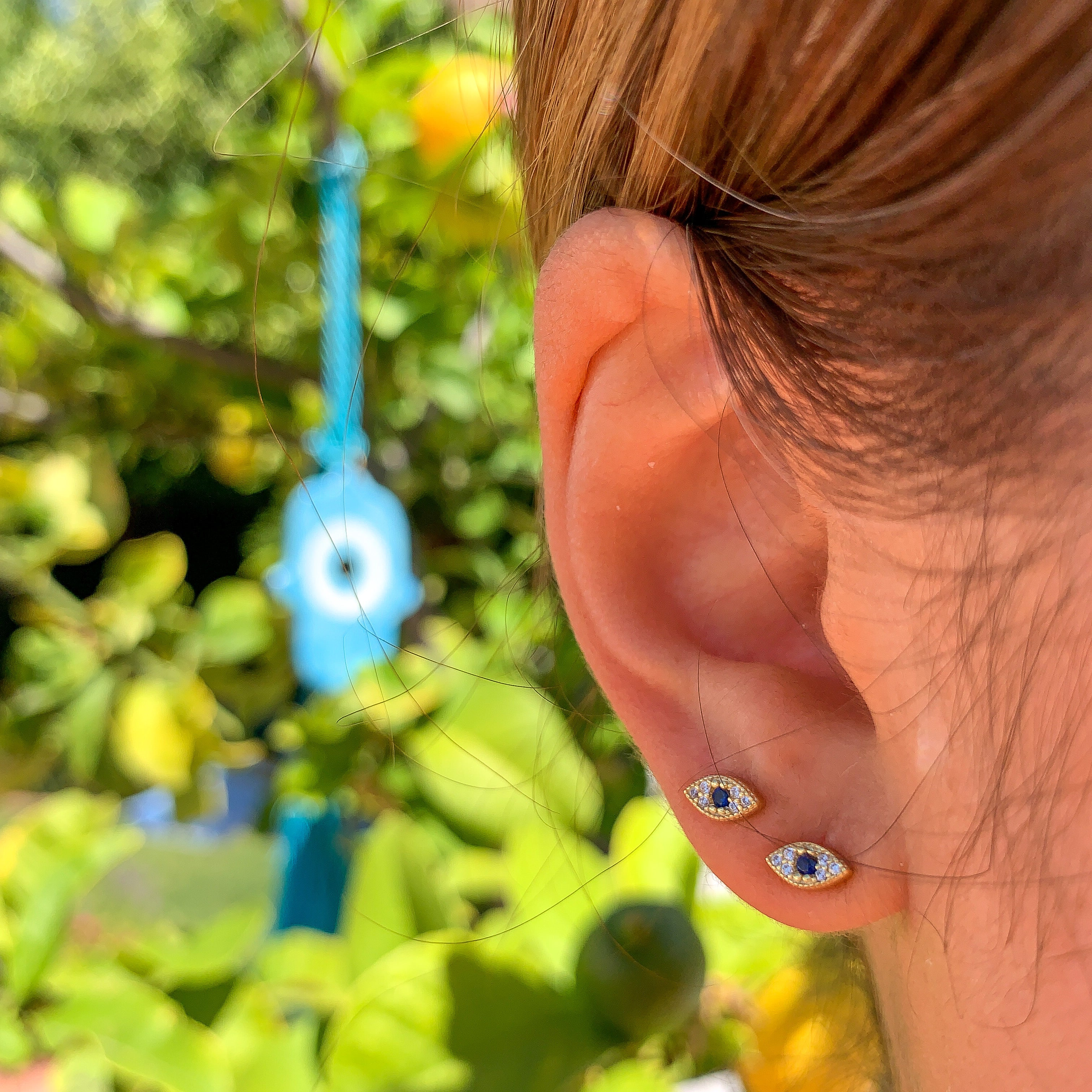 Sterling silver gold plated mini eye studs