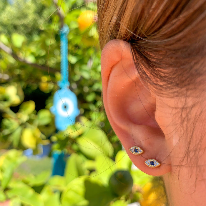 Sterling silver gold plated mini eye studs