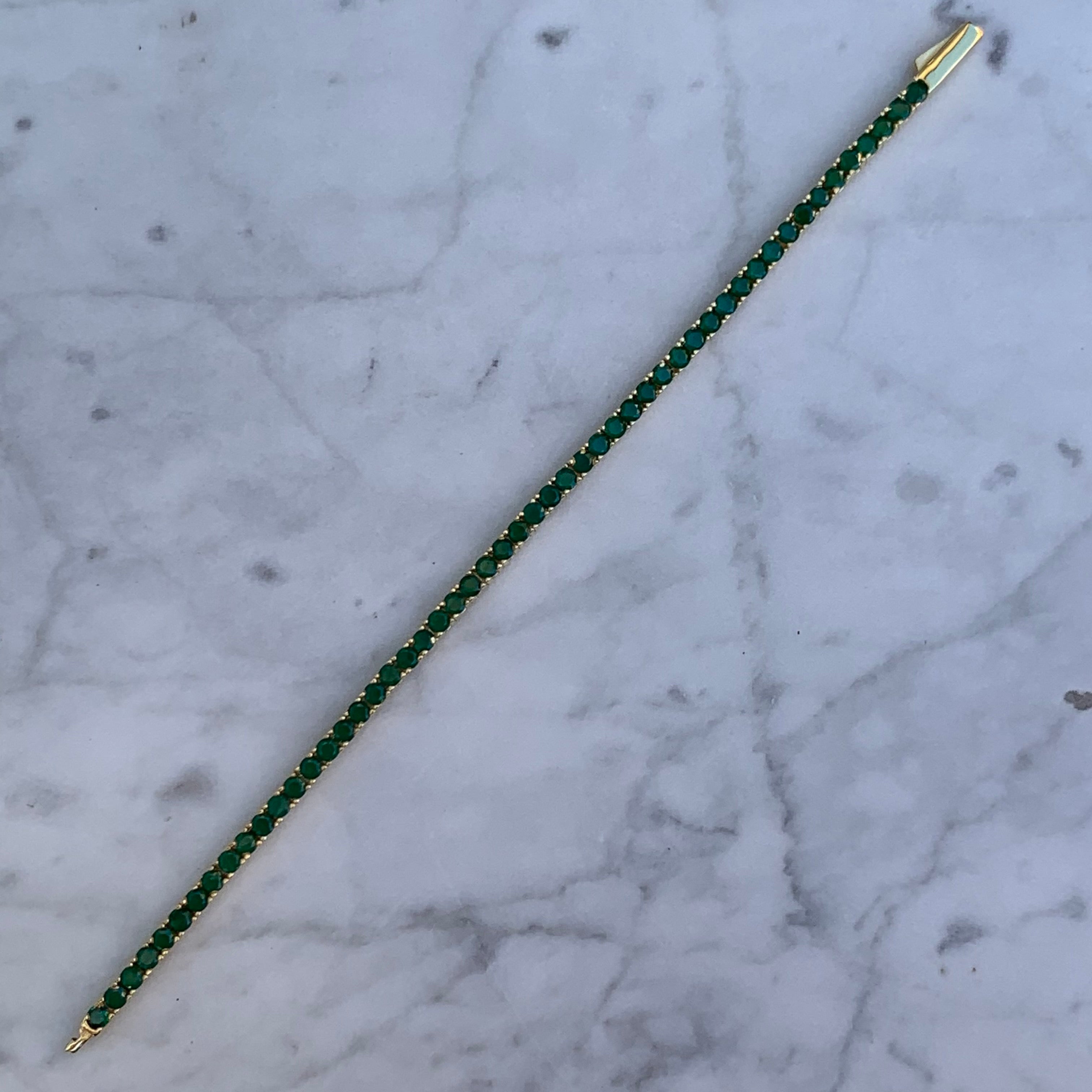 Sterling silver green emerald tennis bracelet