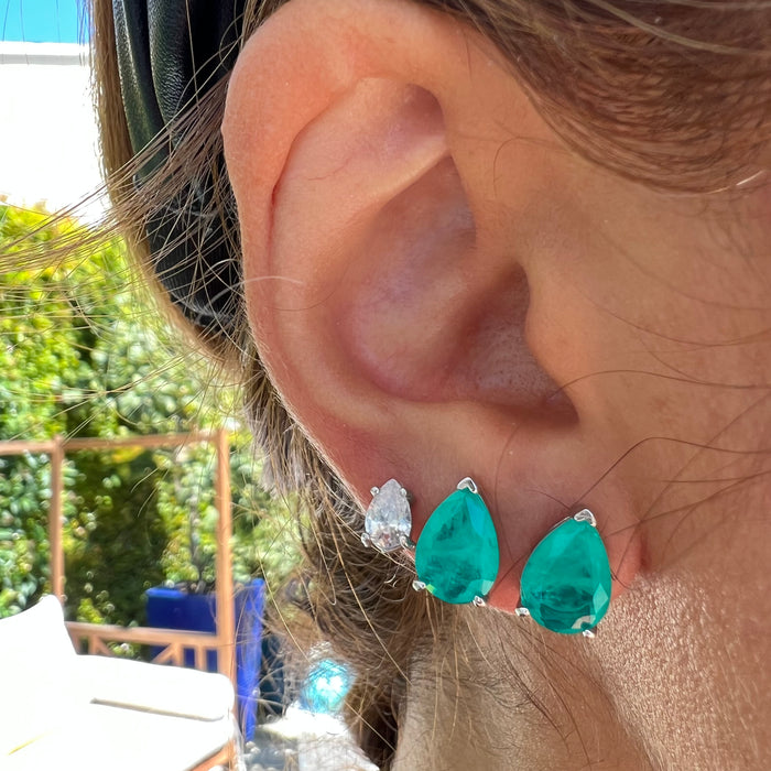 Sterling silver pear paraiba stud earrings