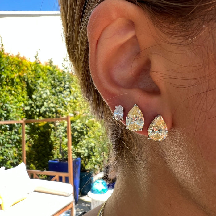 Sterling silver pear yellow stud earrings
