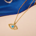 Silver gold plated turquoise hammered evil eye necklace