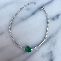 Sterling silver single pear paraiba stone bracelet