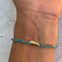 Silver gold plated turquoise tennis bracelet