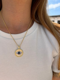 “Nammos" silver gold plated eye necklace