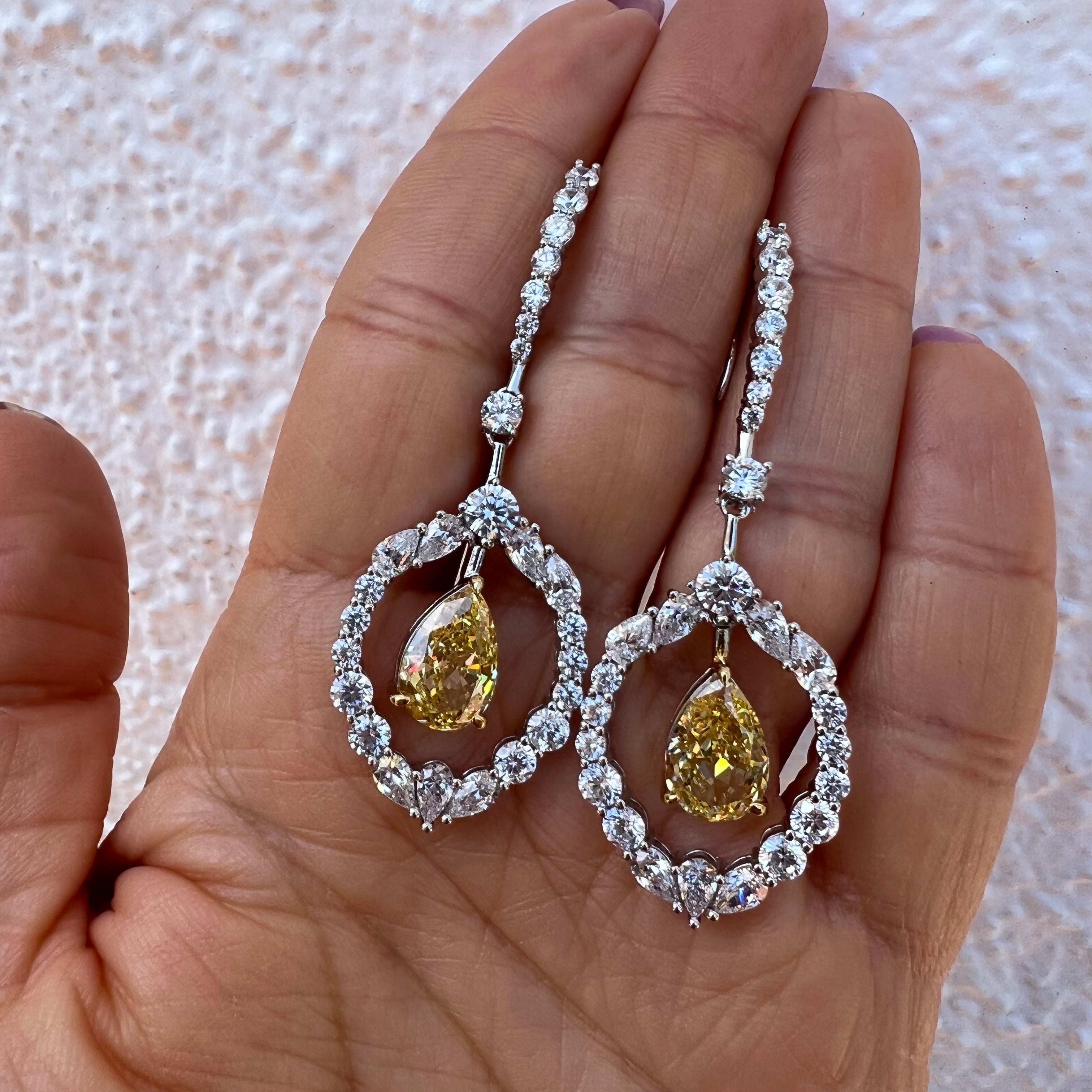 Sterling silver simulated yellow diamond chandelier earrings