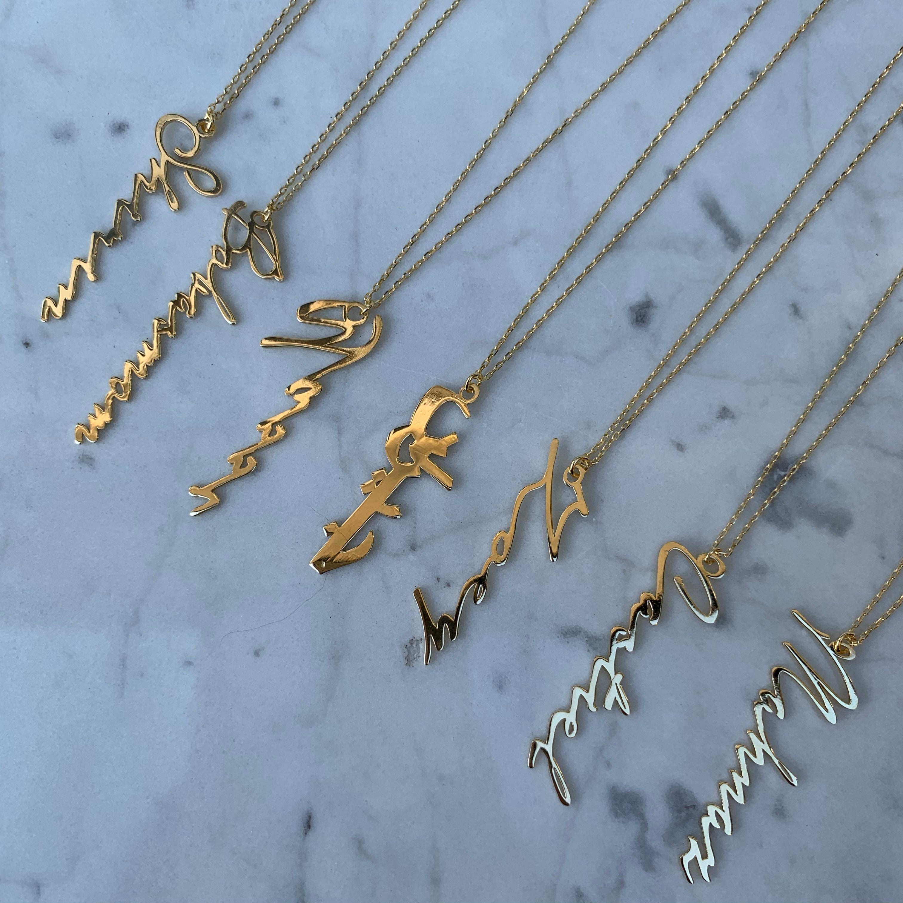 Personalized cursive name necklace silver gold plated