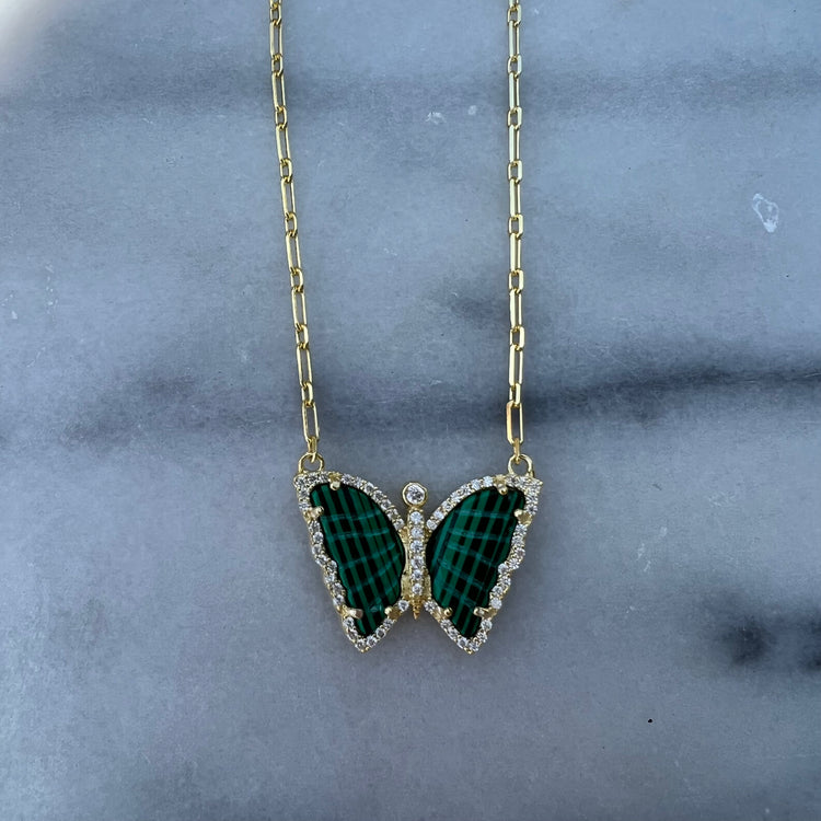 Malachite butterfly necklace deals