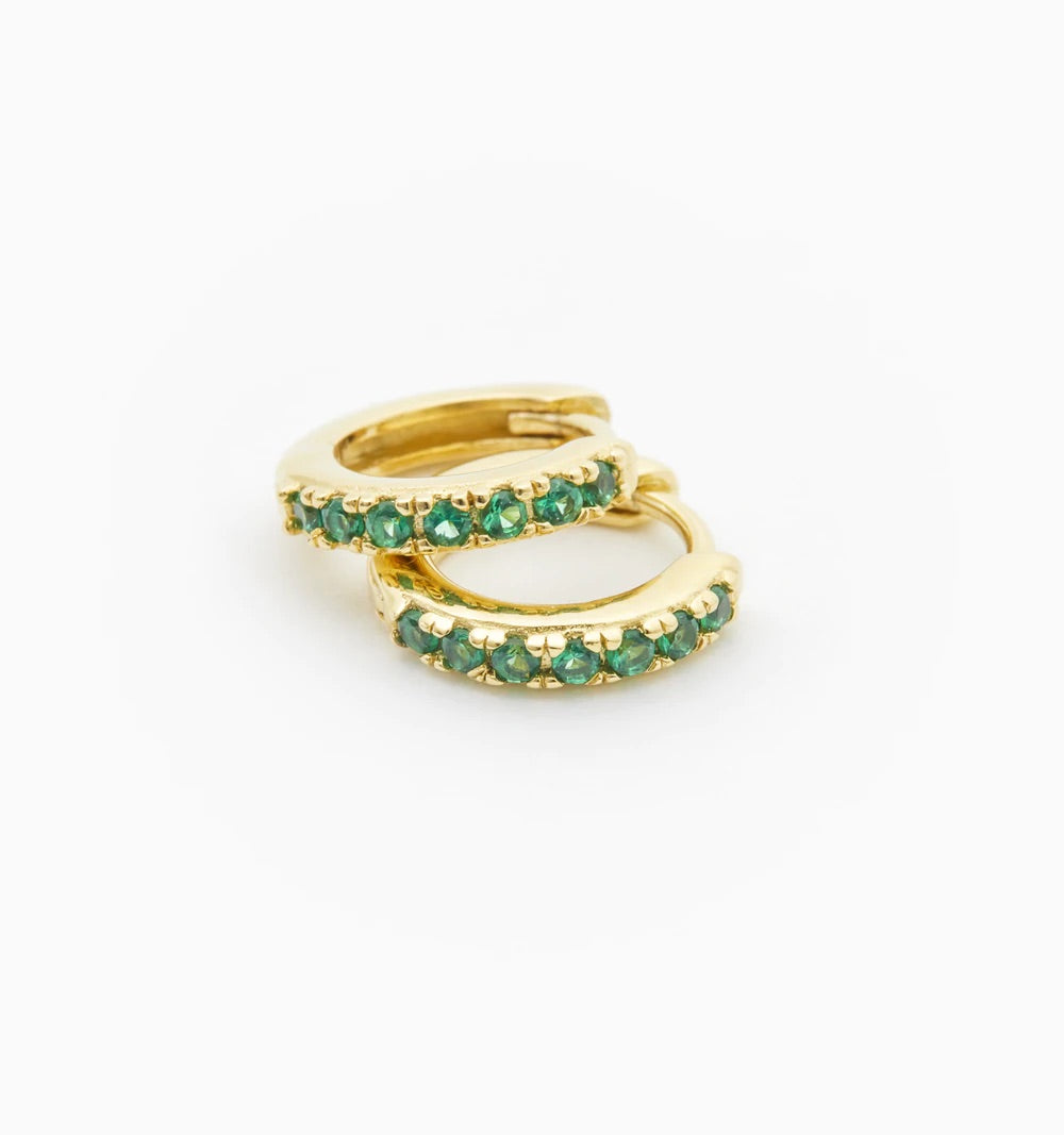 Silver 18k gold plated pave huggie hoops