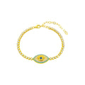 “Eyeland” Silver gold plated pastel tennis eye bracelets