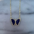Silver gold plated lapis butterfly necklace