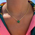 “Ivy” silver gold plated diamond chain heart emerald necklace