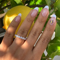 Sterling silver 3 mm round cut eternity band