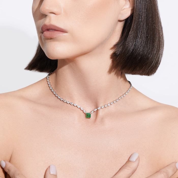 “Empress” Sterling silver emerald necklace